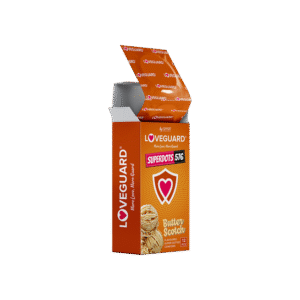 LOVEGUARD SUPER DOTTED CONDOM BUTTERSCOTCH FLAVOUR 12PC