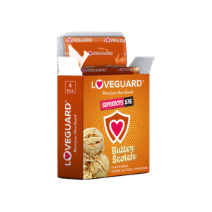 LOVEGUARD SUPER DOTTED CONDOM BUTTERSCOTCH FLAVOUR 4PC