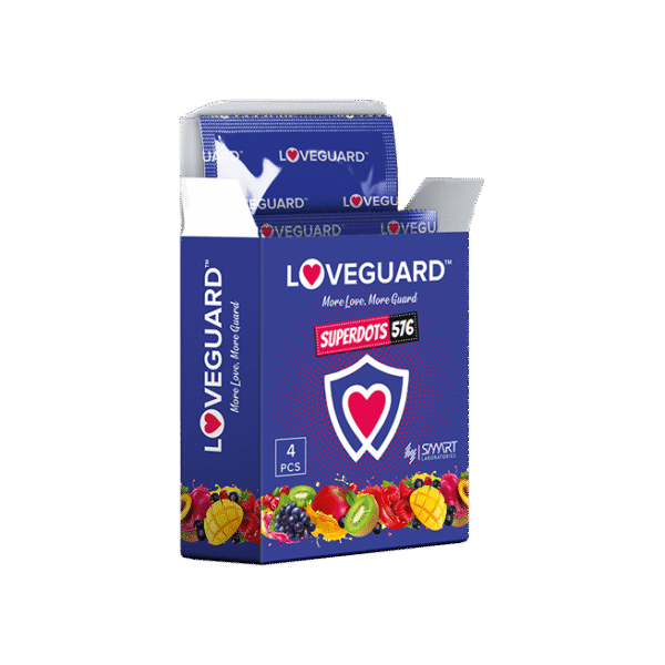 LOVEGUARD SUPER DOTTED CONDOM MIXED FRUIT FLAVOUR 4PC